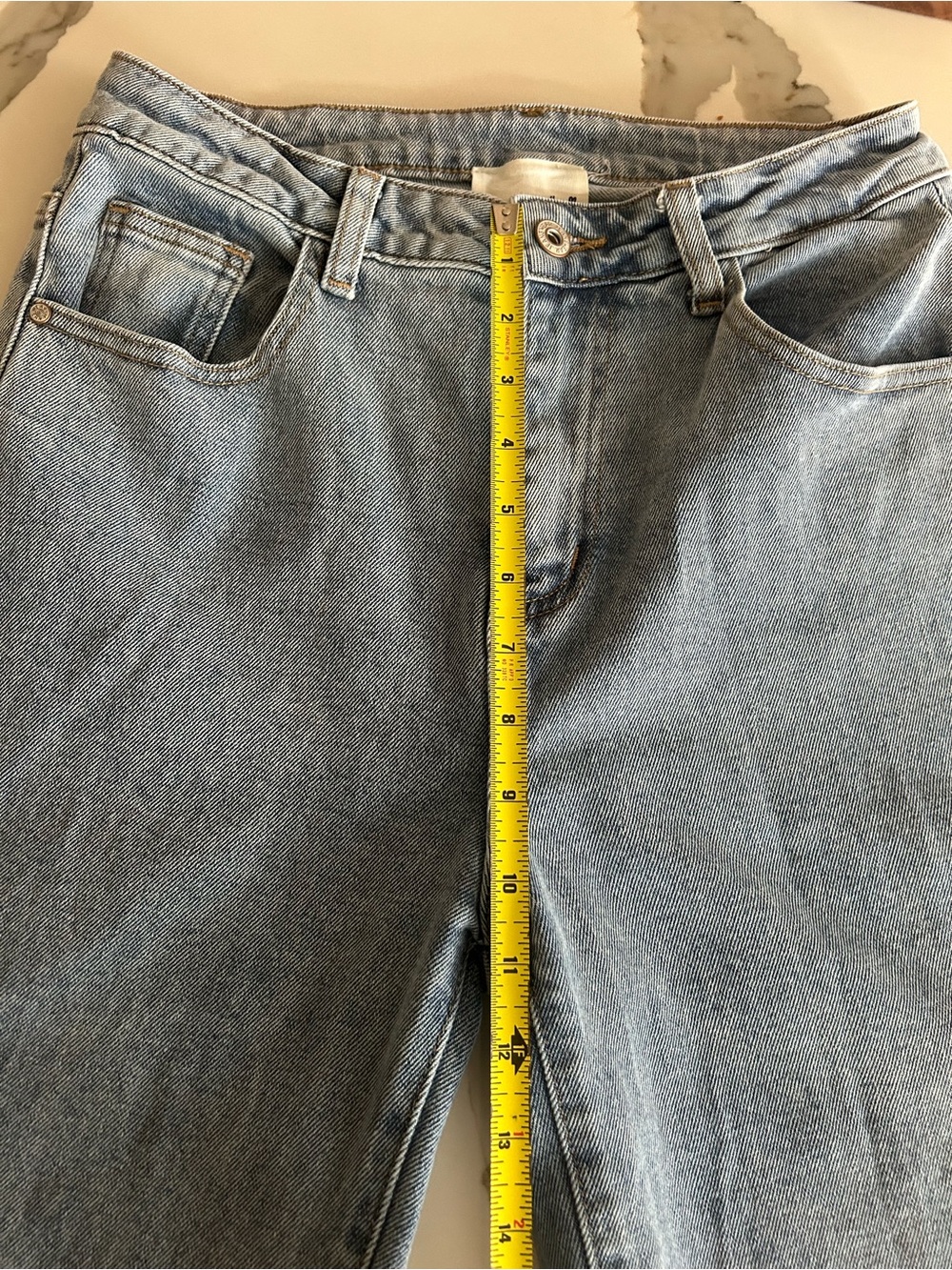 Easy Clothes Size 26 High-Waist Wide-Leg Heart Patch Jeans - Light Blue - Picture 4 of 8